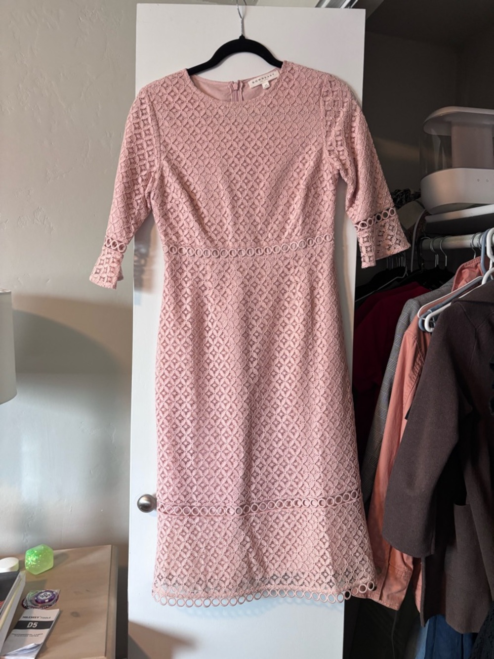 DownEast Blush Pink Lace Midi Dress
